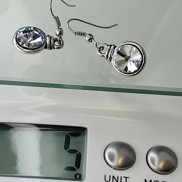 Clear Crystal Drop Earrings - Picture 7 of 11